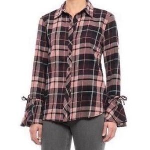 Beach‎ Lunch Lounge purple plaid button up XS